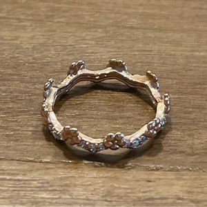 Authentic Pandora rose gold flower crown ring